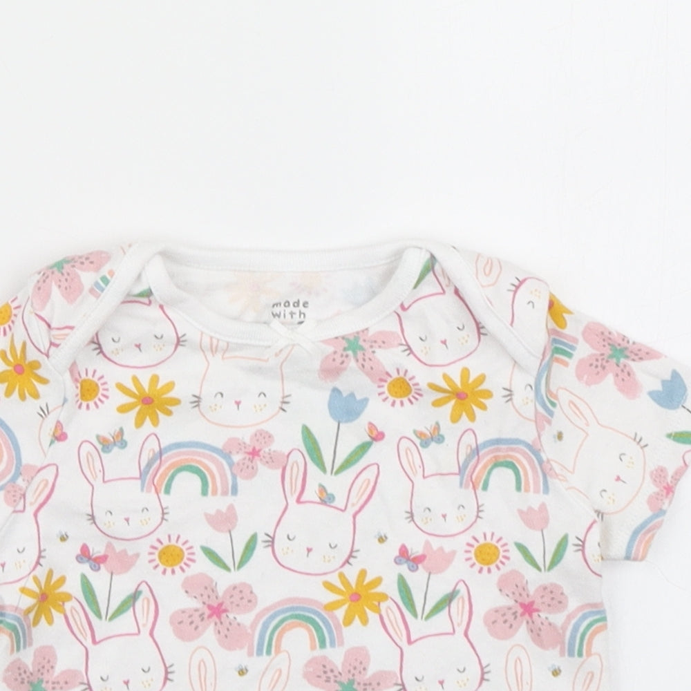 F&F Girls White Spotted  Basic T-Shirt Size 9-12 Months