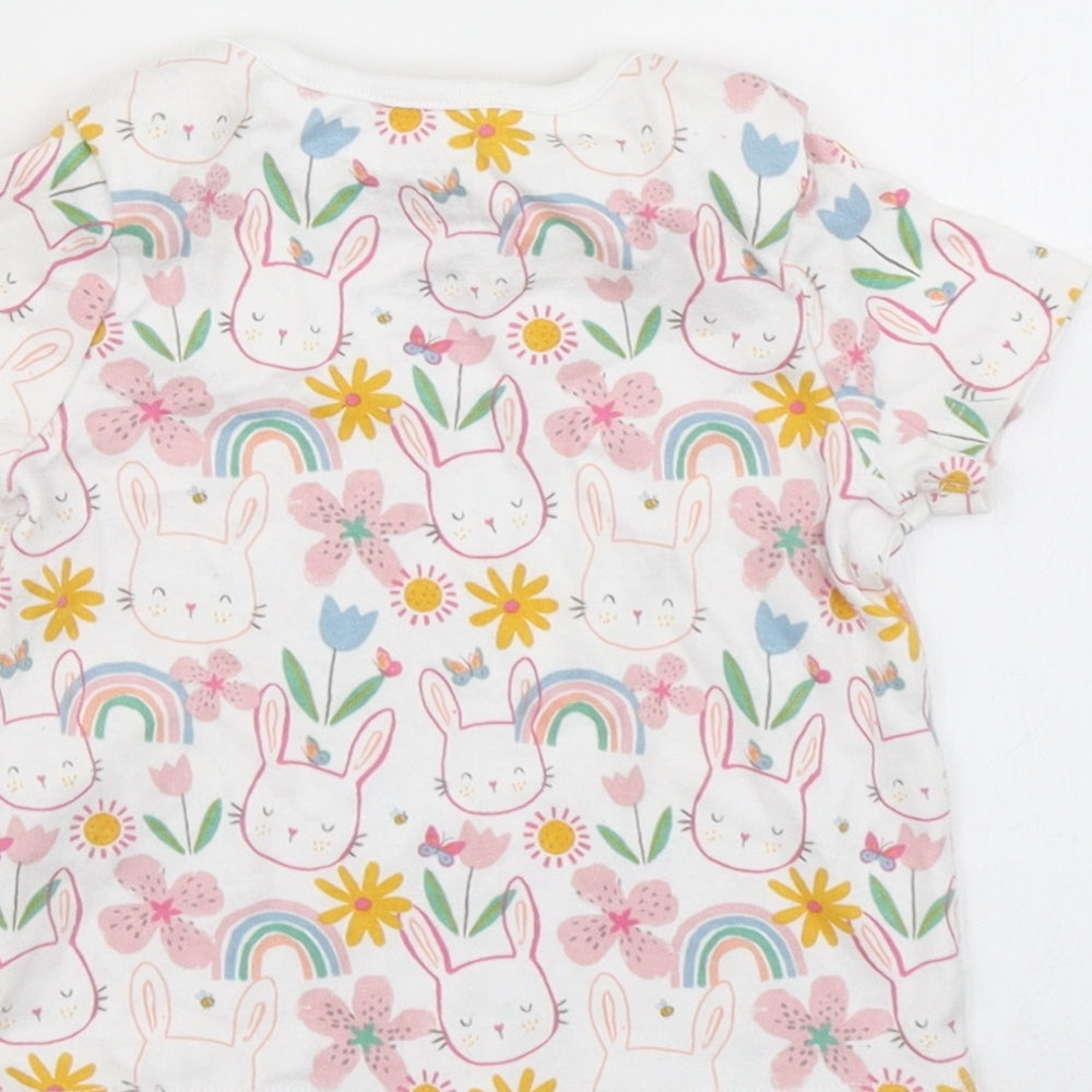 F&F Girls White Spotted  Basic T-Shirt Size 9-12 Months