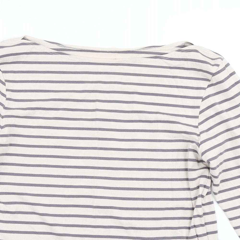 Atmosphere Womens Grey Striped  Basic T-Shirt Size 14  - Slash Neck