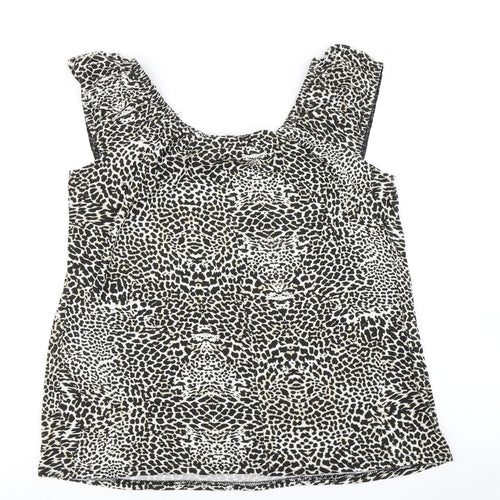 Peacocks Womens Brown Animal Print  Basic T-Shirt Size 14
