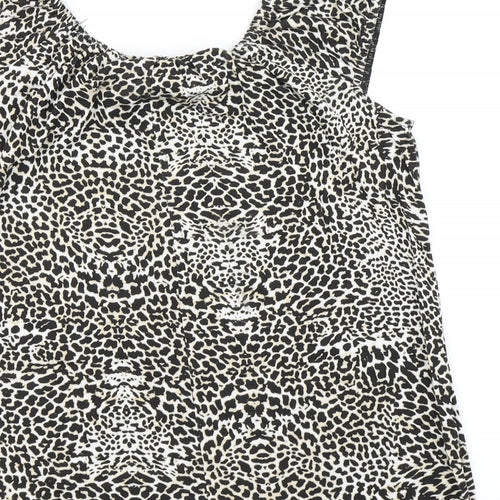 Peacocks Womens Brown Animal Print  Basic T-Shirt Size 14
