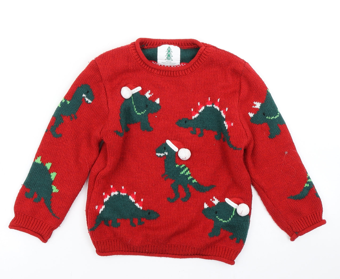 George Boys Red  Knit Pullover Jumper Size 4-5 Years  - Christmas Jumper
