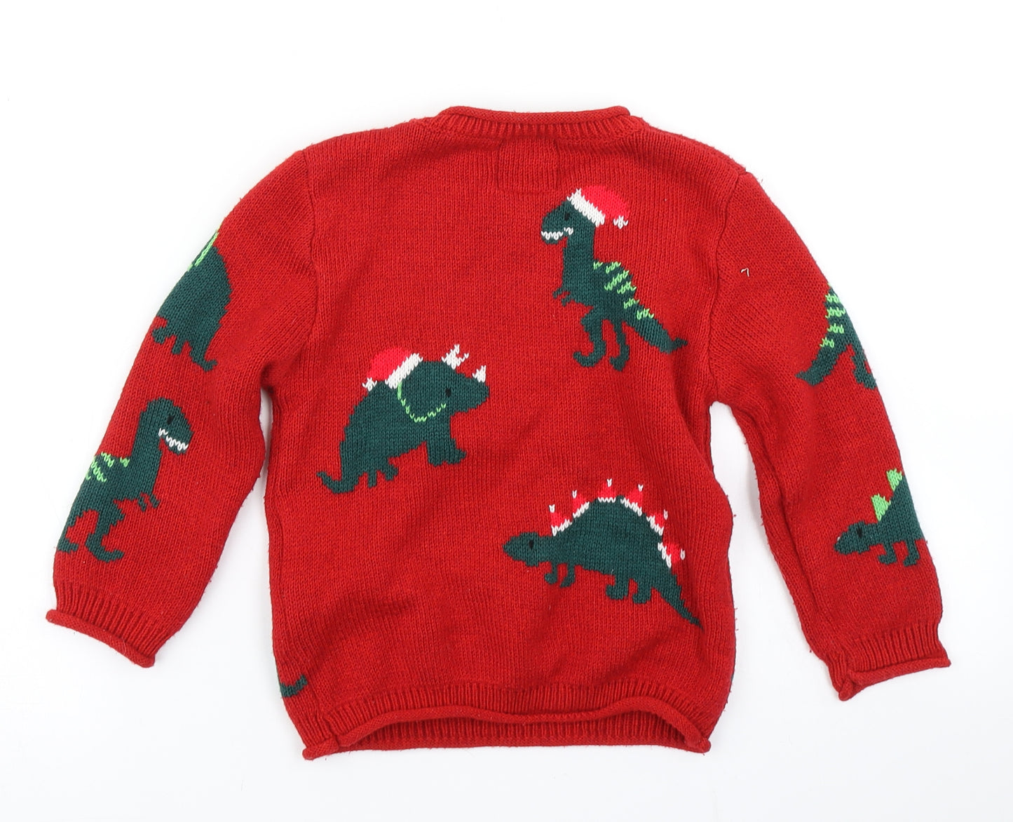 George Boys Red  Knit Pullover Jumper Size 4-5 Years  - Christmas Jumper