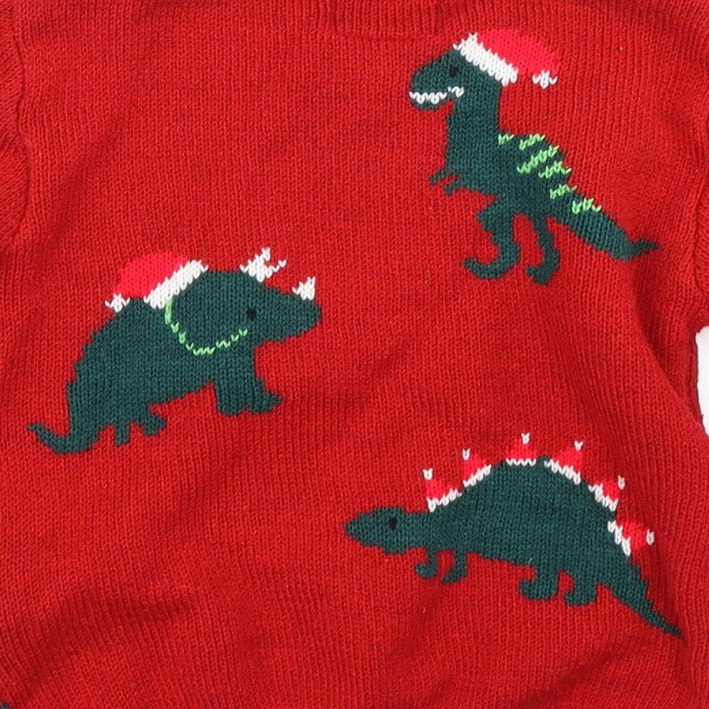 George Boys Red  Knit Pullover Jumper Size 4-5 Years  - Christmas Jumper