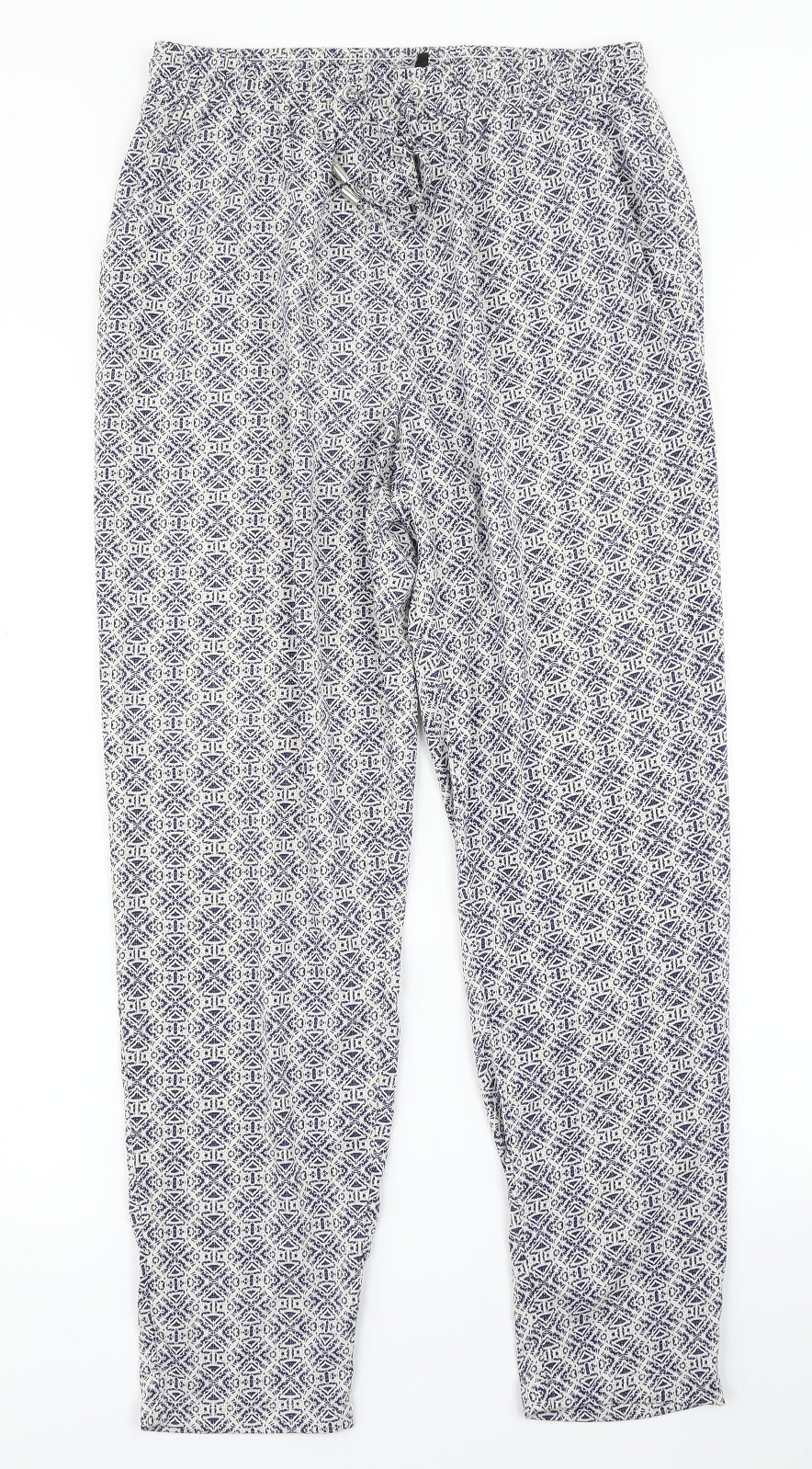 New Look Womens Blue Geometric  Harem Trousers Size 12 L26 in