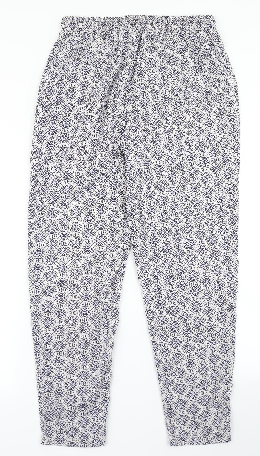 New Look Womens Blue Geometric  Harem Trousers Size 12 L26 in