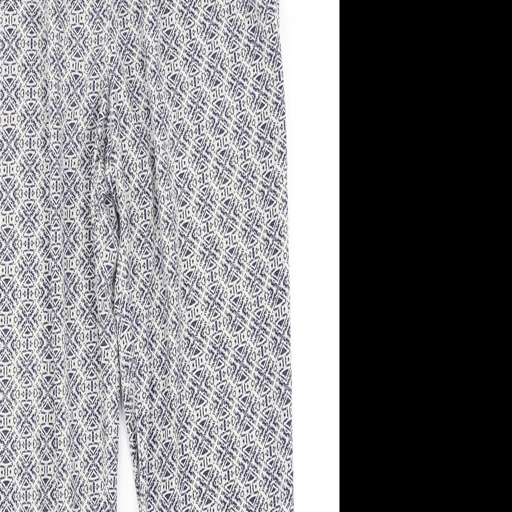 New Look Womens Blue Geometric  Harem Trousers Size 12 L26 in