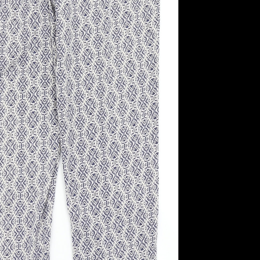 New Look Womens Blue Geometric  Harem Trousers Size 12 L26 in
