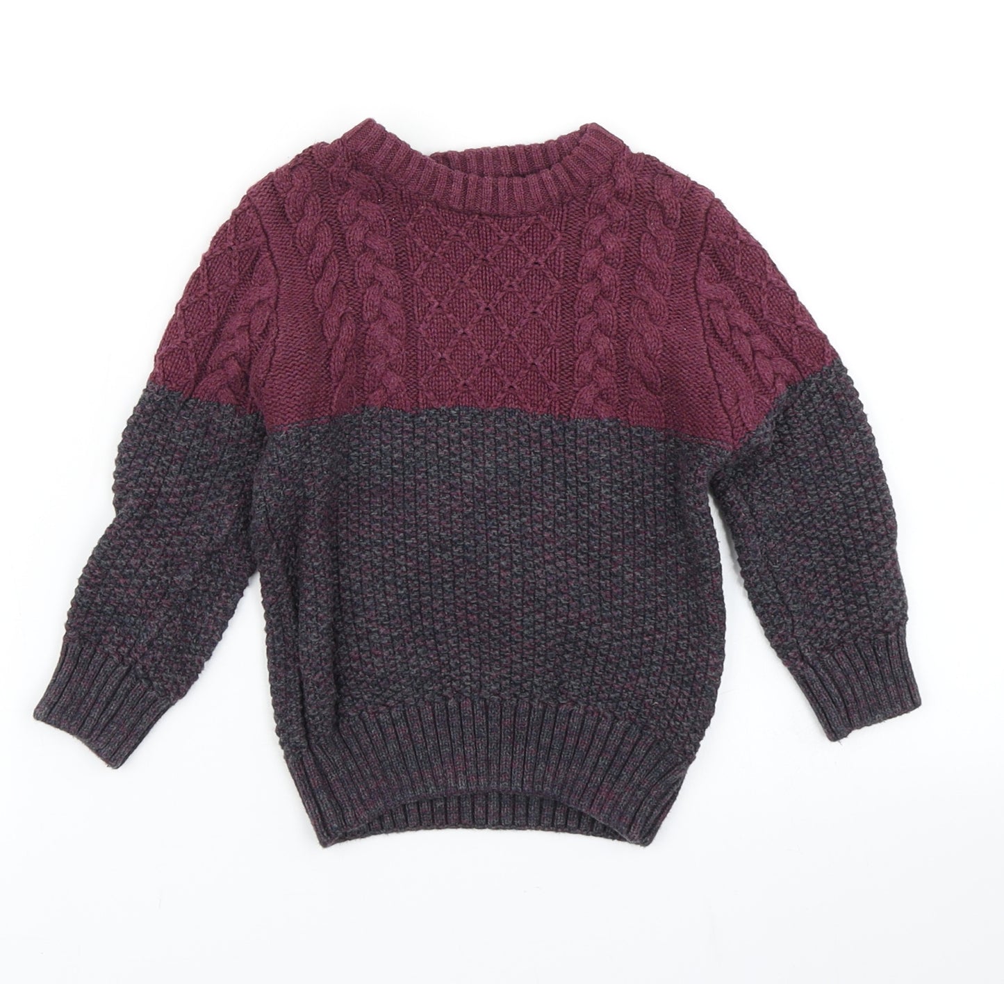 George Boys Purple Colourblock Knit Pullover Jumper Size 18-24 Months