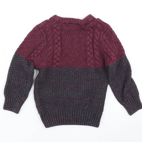 George Boys Purple Colourblock Knit Pullover Jumper Size 18-24 Months