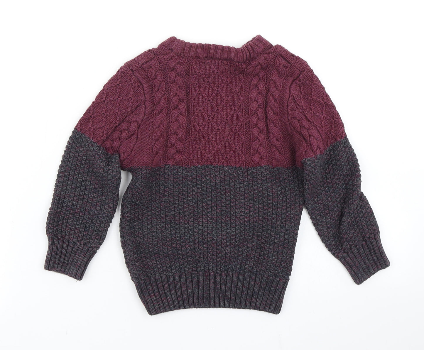 George Boys Purple Colourblock Knit Pullover Jumper Size 18-24 Months