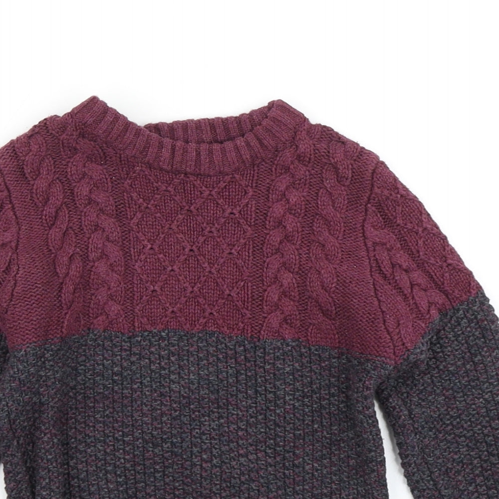 George Boys Purple Colourblock Knit Pullover Jumper Size 18-24 Months