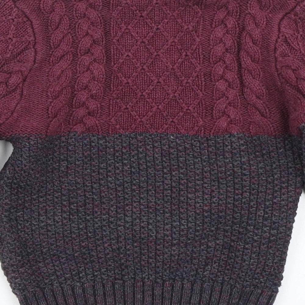 George Boys Purple Colourblock Knit Pullover Jumper Size 18-24 Months