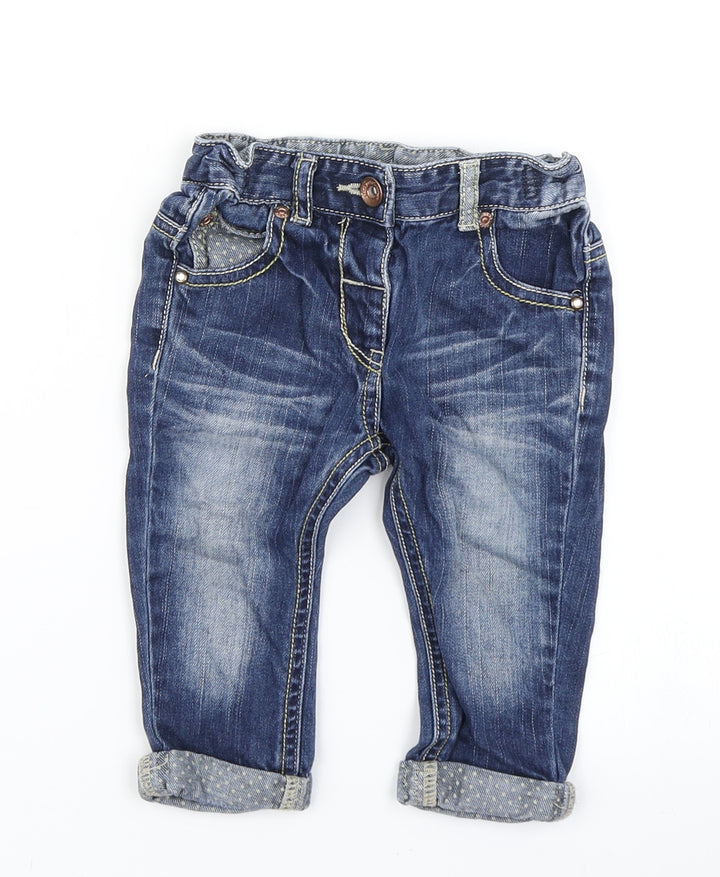 NEXT Girls Blue  Denim Cargo Jeans Size 6-9 Months