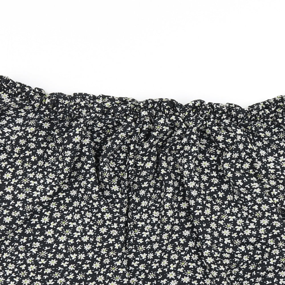 Peacocks Womens Black Floral  Basic Blouse Size 16