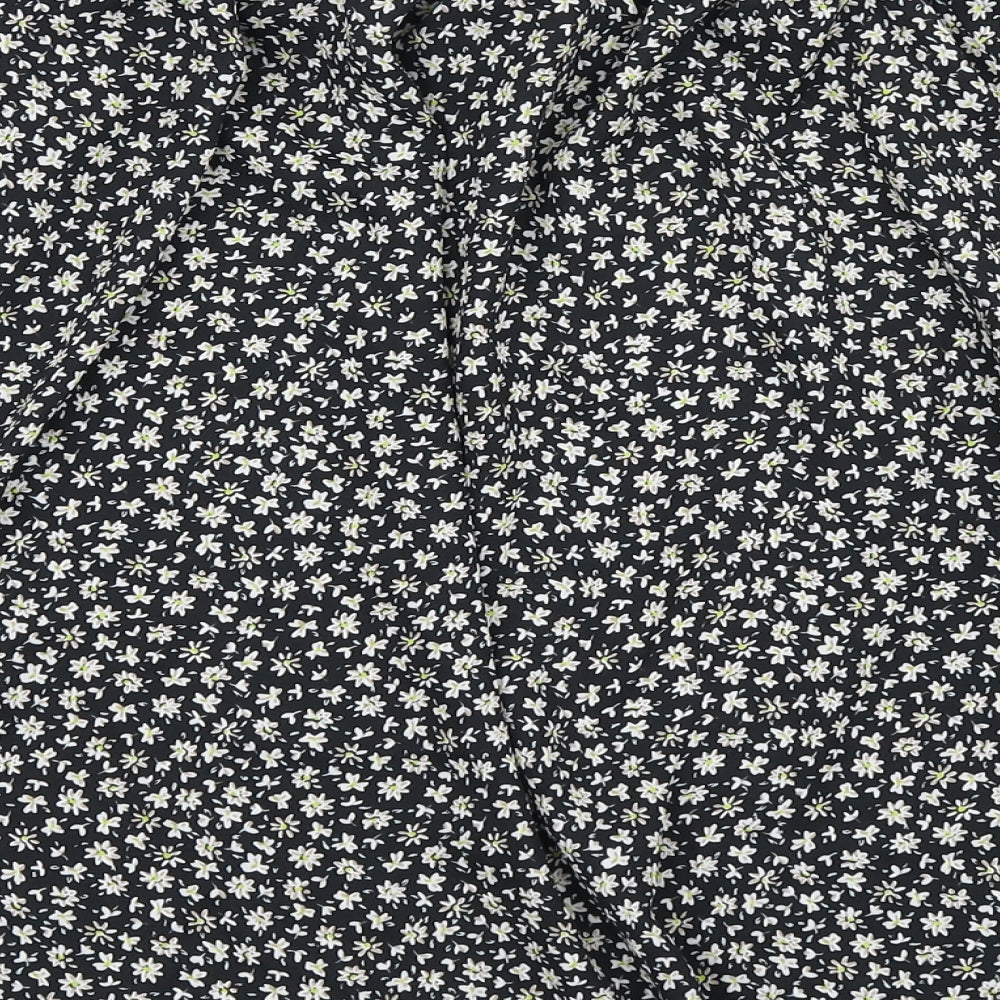 Peacocks Womens Black Floral  Basic Blouse Size 16