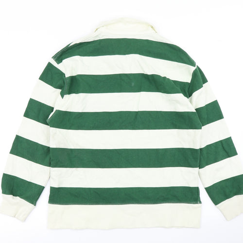 Zara Womens Green Striped  Basic Polo Size S