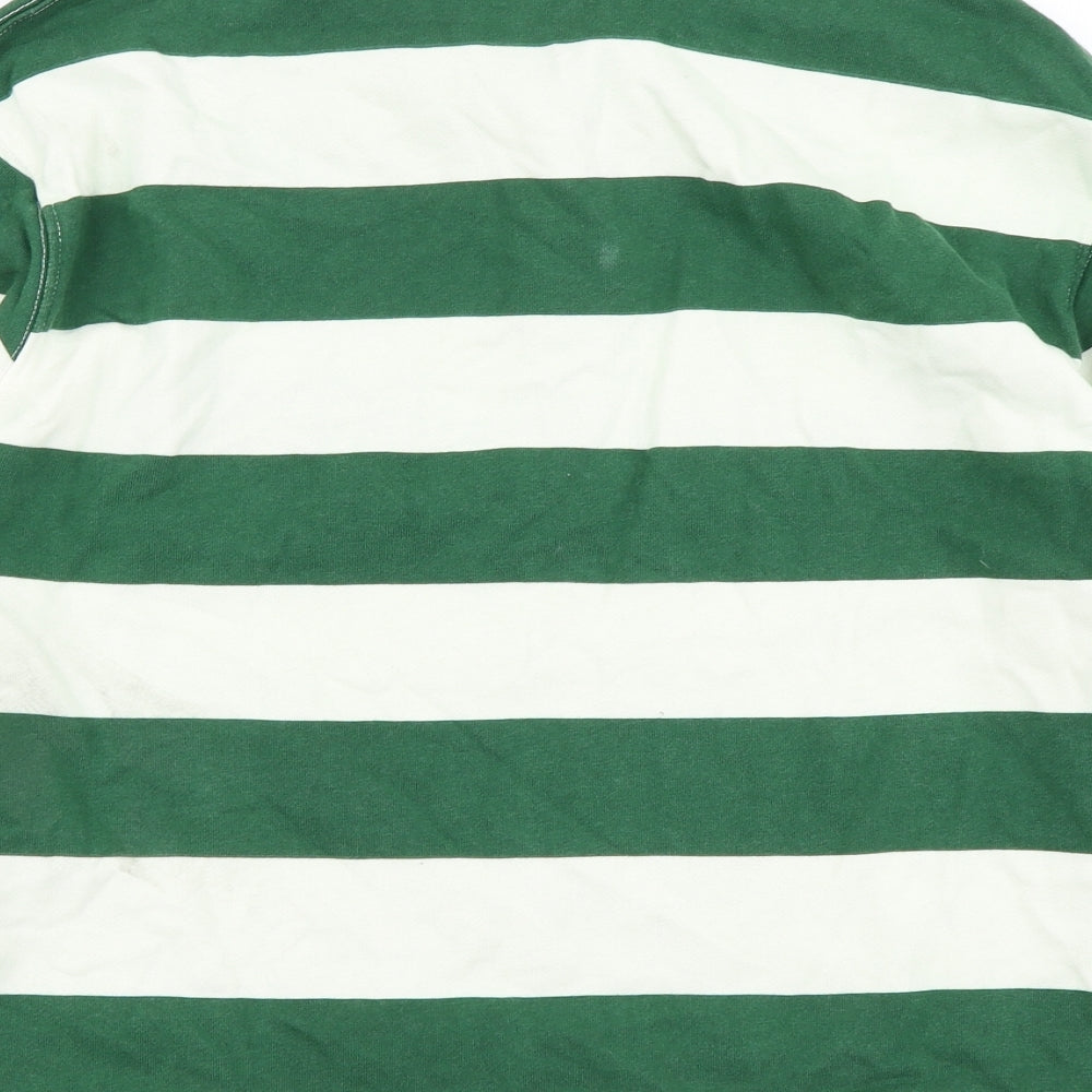 Zara Womens Green Striped  Basic Polo Size S