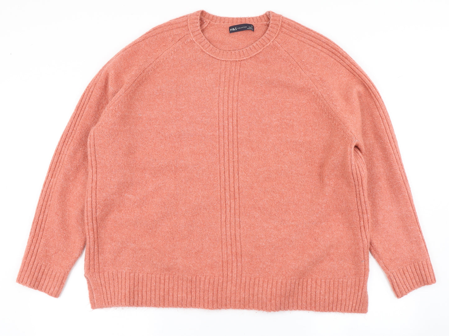 M&S Womens Orange  Knit Pullover Jumper Size XL