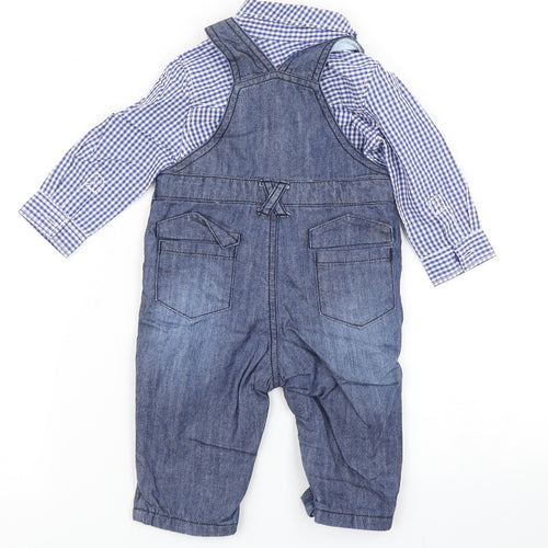 Matalan Boys Blue Camouflage Denim Dungaree Outfit/Set Size 3-6 Months