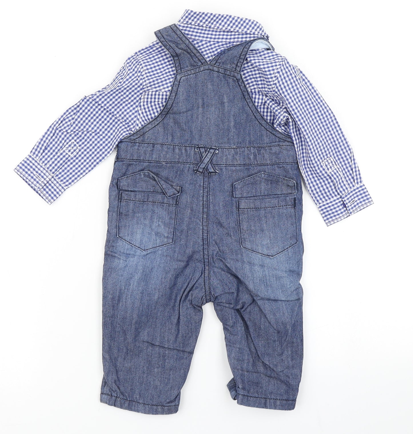 Matalan Boys Blue Camouflage Denim Dungaree Outfit/Set Size 3-6 Months