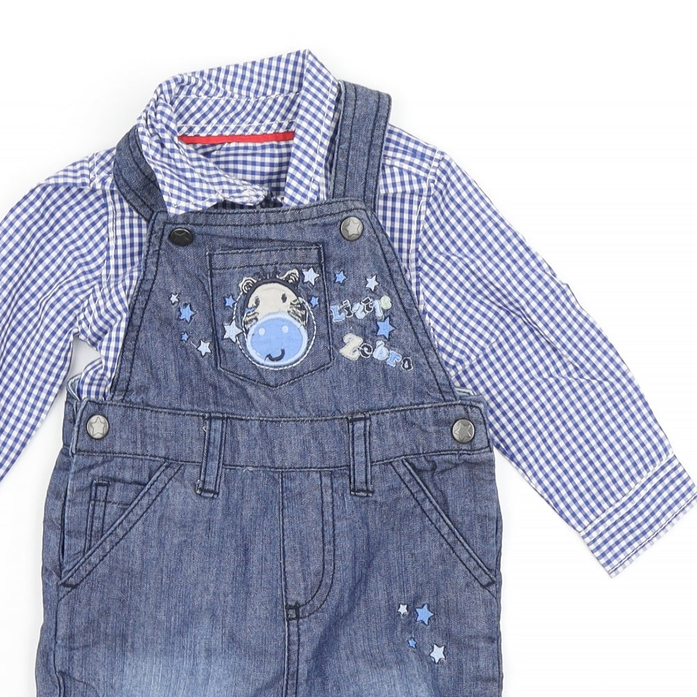 Matalan Boys Blue Camouflage Denim Dungaree Outfit/Set Size 3-6 Months