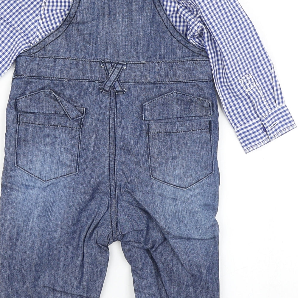 Matalan Boys Blue Camouflage Denim Dungaree Outfit/Set Size 3-6 Months