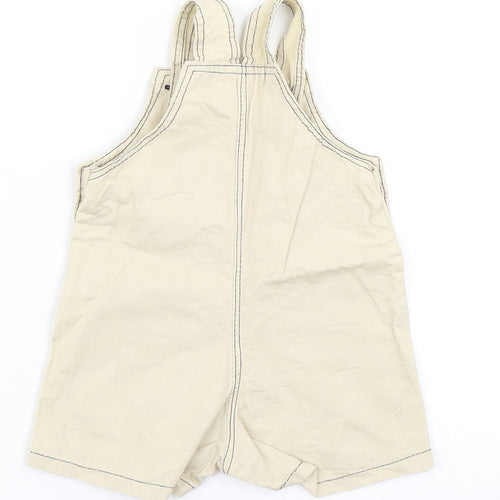 Preworn Boys Brown   Dungaree One-Piece Size 0-3 Months  - Dinosaur
