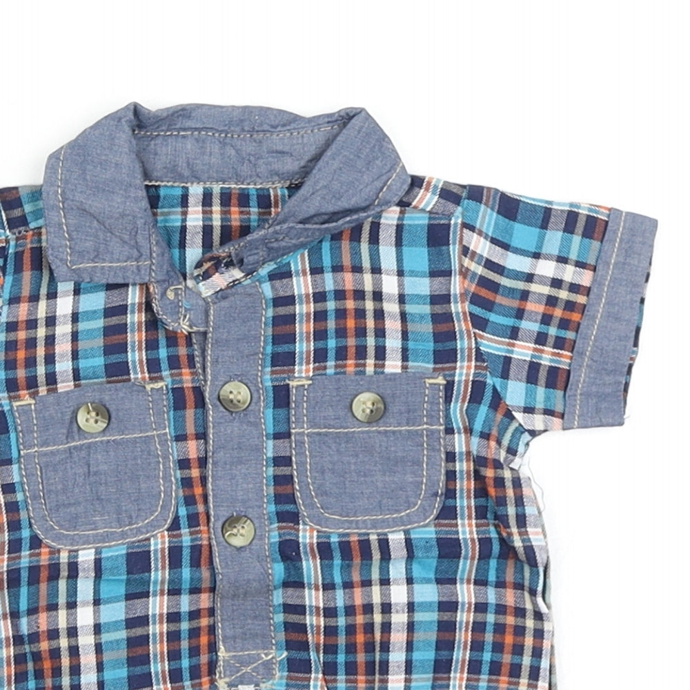 Matalan Boys Blue Plaid  Basic Button-Up Size Newborn