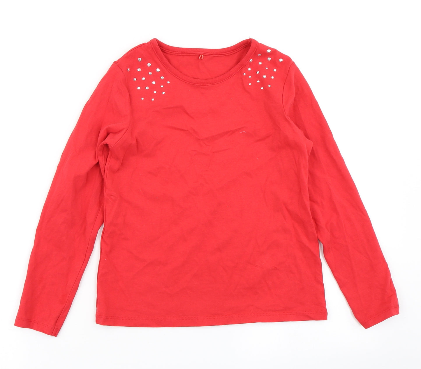 George Girls Red   Basic T-Shirt Size 8-9 Years