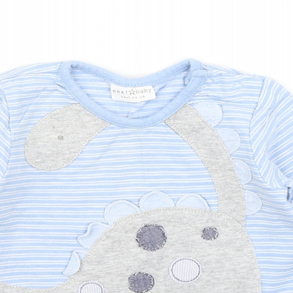 NEXT Boys Blue Striped  Basic T-Shirt Size 0-3 Months  - Dinosaur