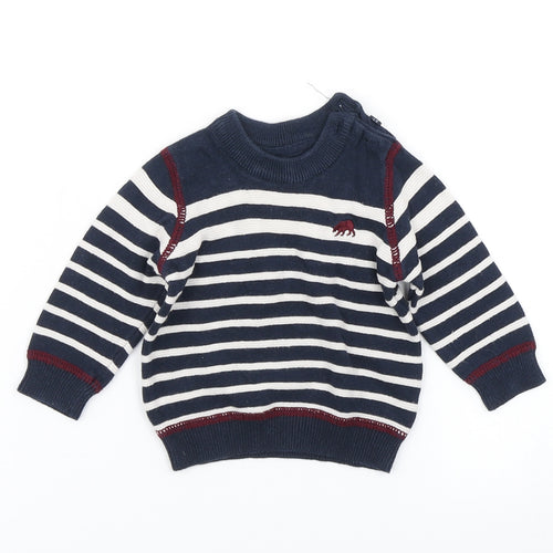 Earlydays Boys Blue Striped Knit Pullover Jumper Size 0-3 Months