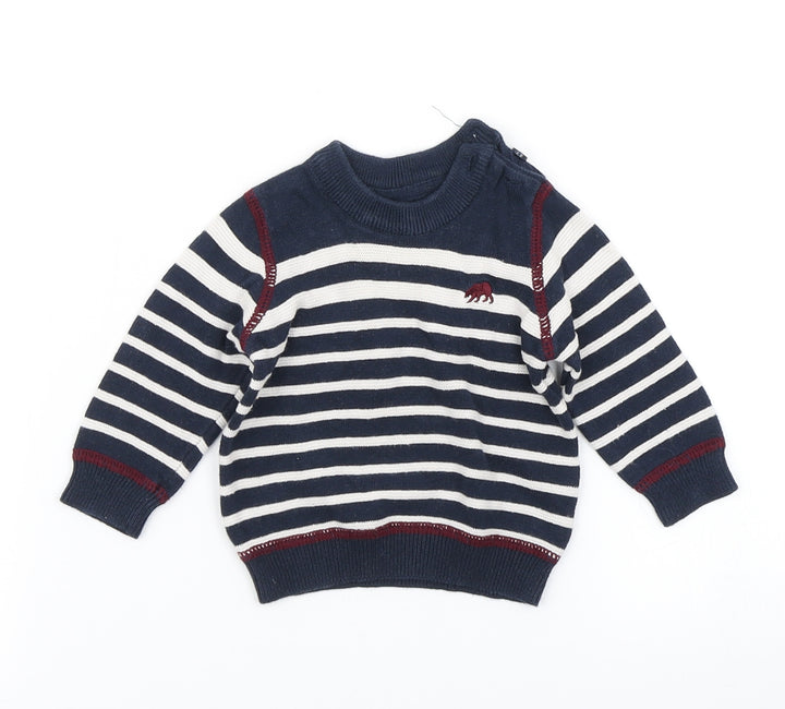 Earlydays Boys Blue Striped Knit Pullover Jumper Size 0-3 Months