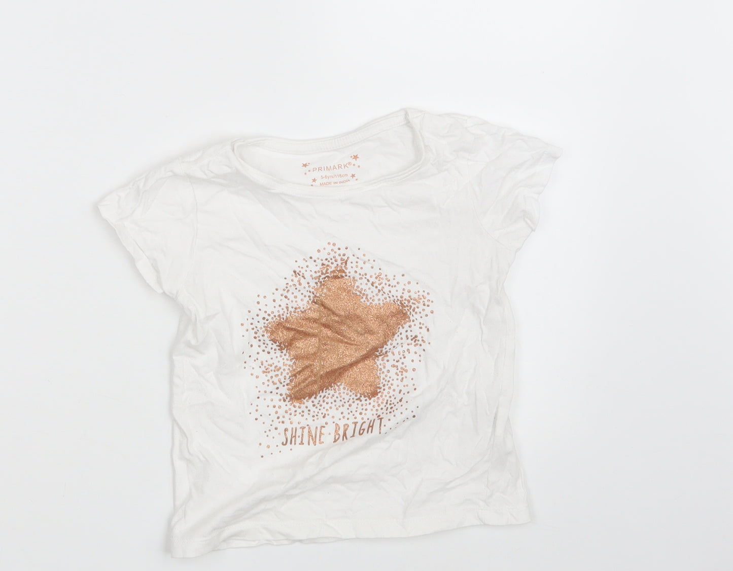 Primark Girls White   Basic T-Shirt Size 5-6 Years