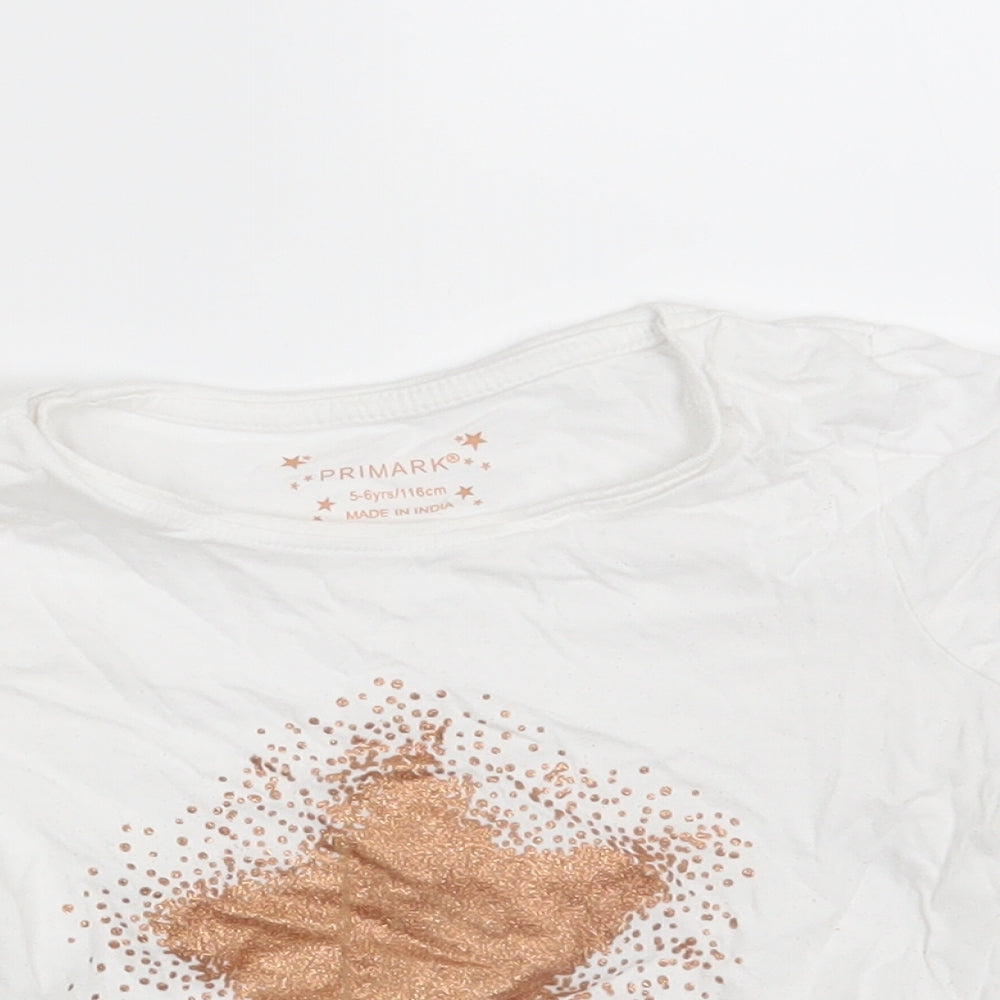Primark Girls White   Basic T-Shirt Size 5-6 Years