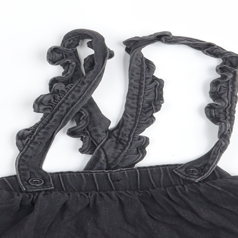 F&F Girls Black  Denim Pinafore/Dungaree Dress  Size 3-4 Years