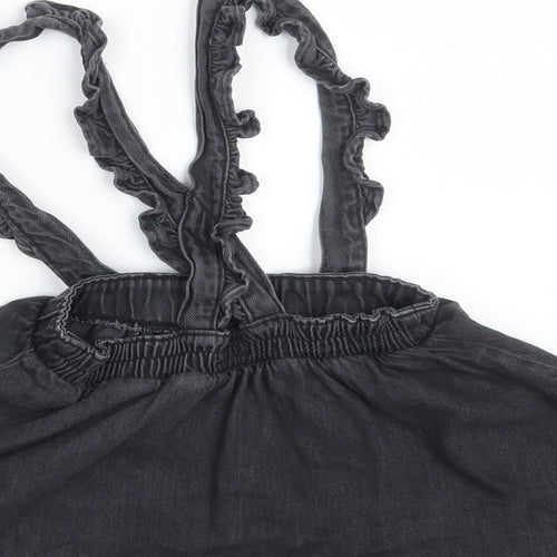 F&F Girls Black  Denim Pinafore/Dungaree Dress  Size 3-4 Years