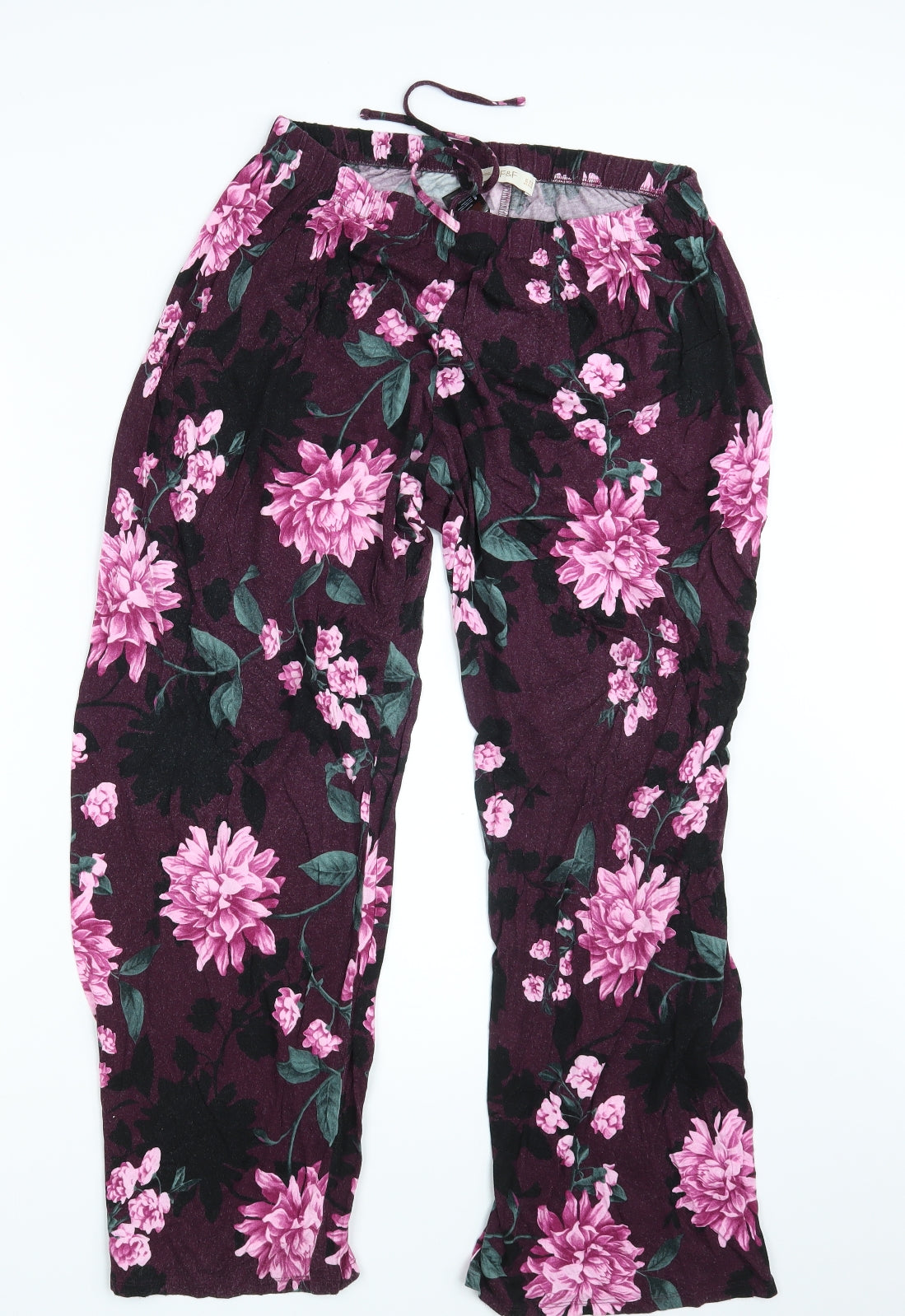 F&F Womens Purple Floral  Sweatpants Trousers Size 16 L28 in