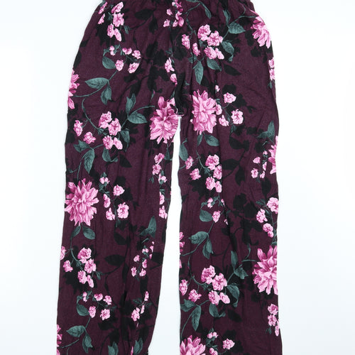F&F Womens Purple Floral  Sweatpants Trousers Size 16 L28 in