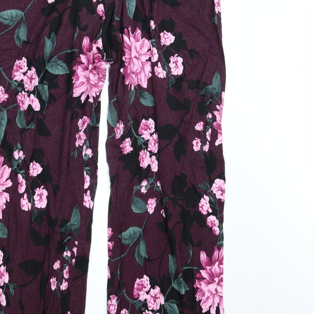 F&F Womens Purple Floral  Sweatpants Trousers Size 16 L28 in