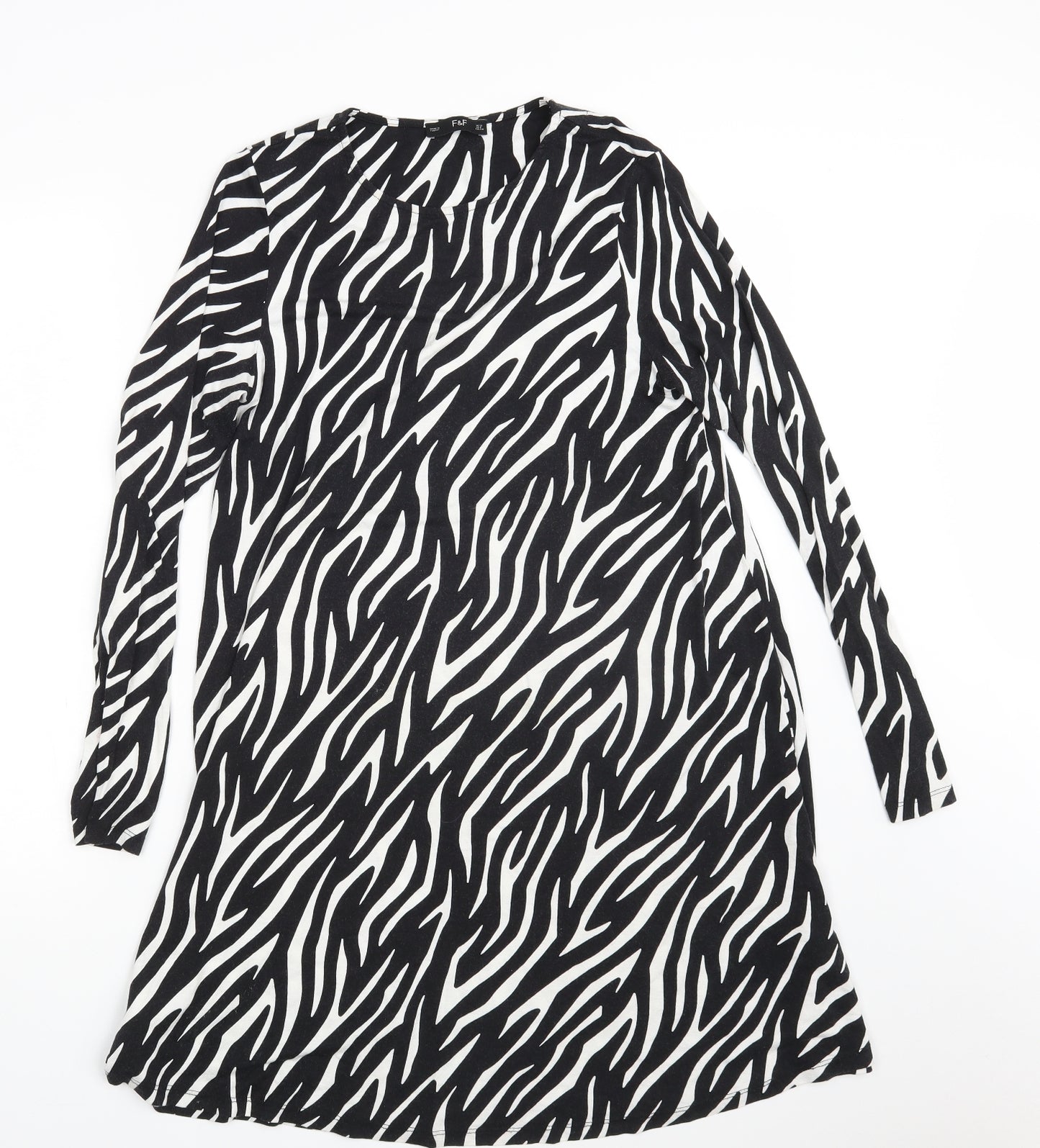 F&F Womens Black Animal Print  A-Line  Size 12