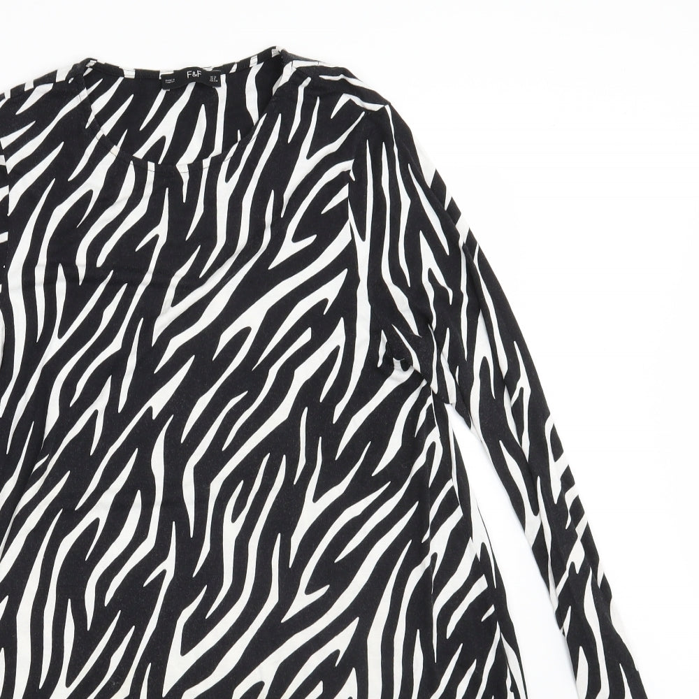F&F Womens Black Animal Print  A-Line  Size 12