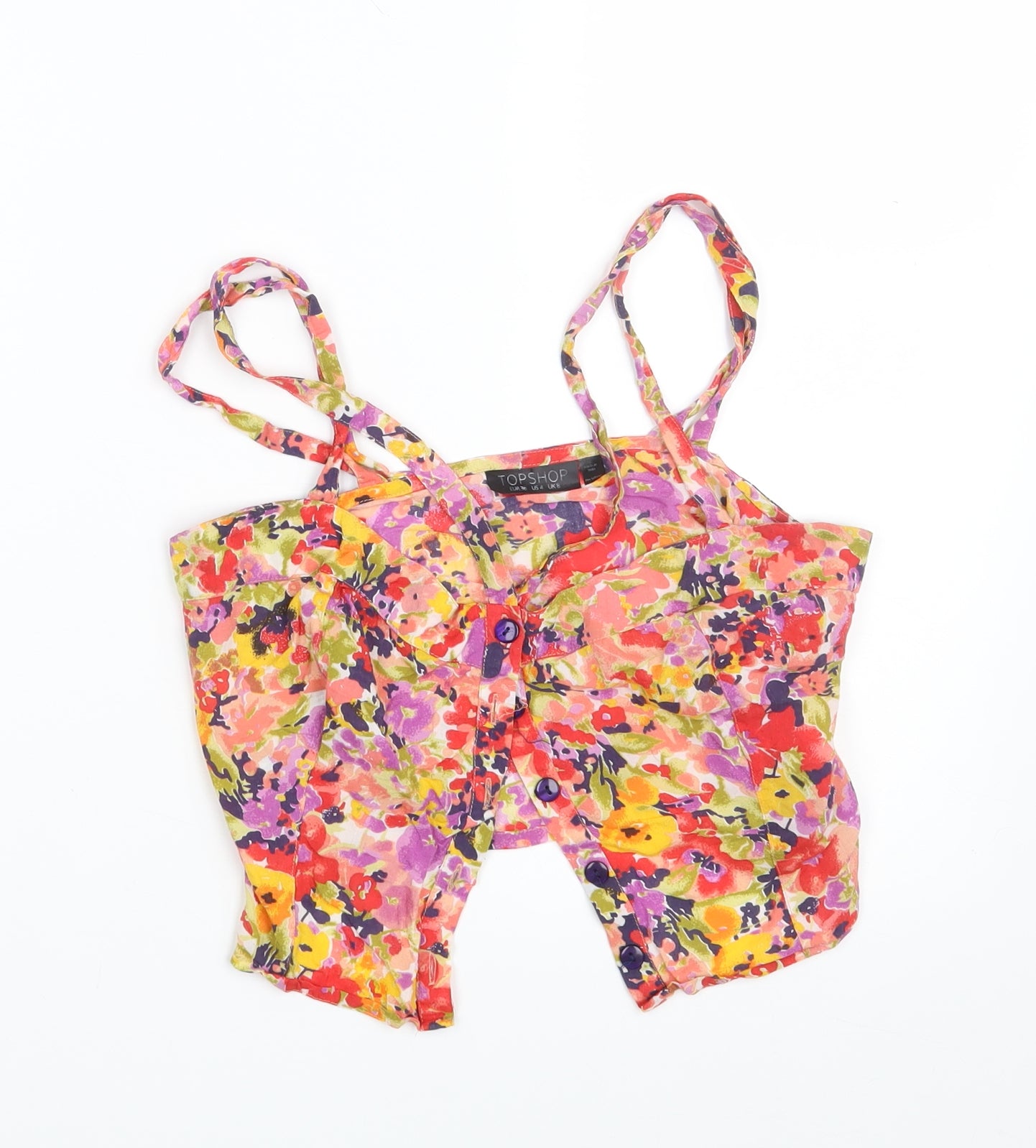 Topshop Womens Multicoloured Floral  Cropped Tank Size 8