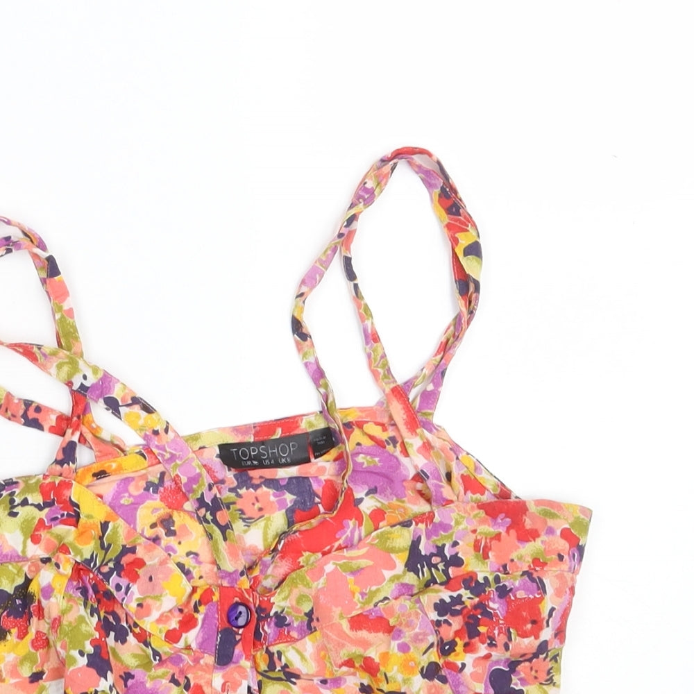 Topshop Womens Multicoloured Floral  Cropped Tank Size 8