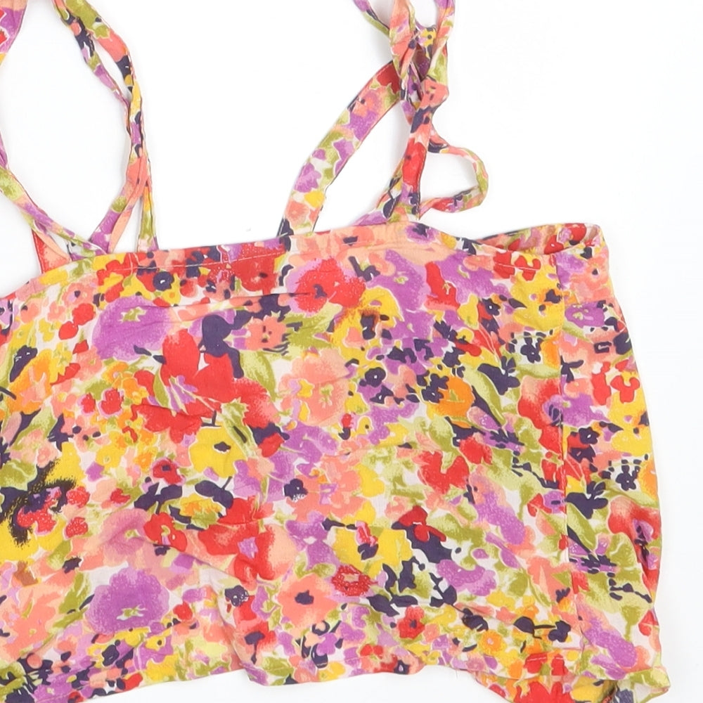 Topshop Womens Multicoloured Floral  Cropped Tank Size 8