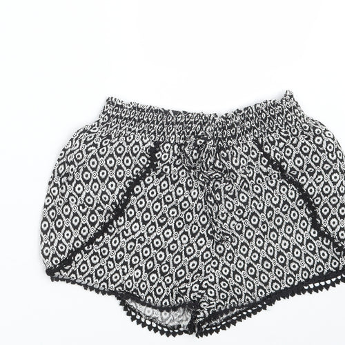 Primark Womens Black Argyle/Diamond  Hot Pants Shorts Size 8