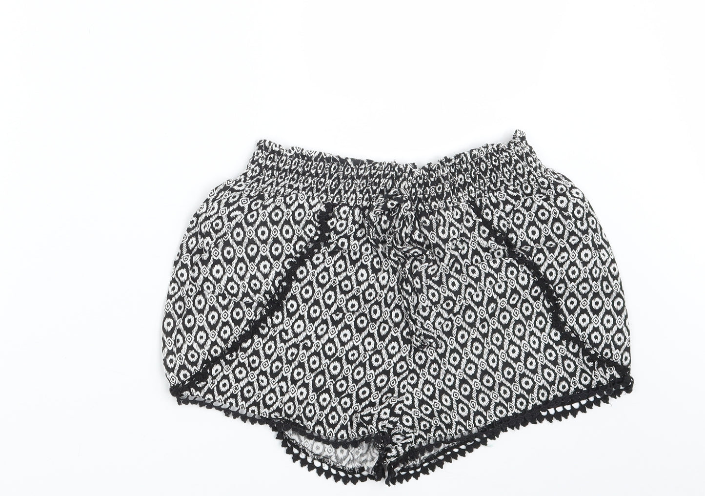 Primark Womens Black Argyle/Diamond  Hot Pants Shorts Size 8