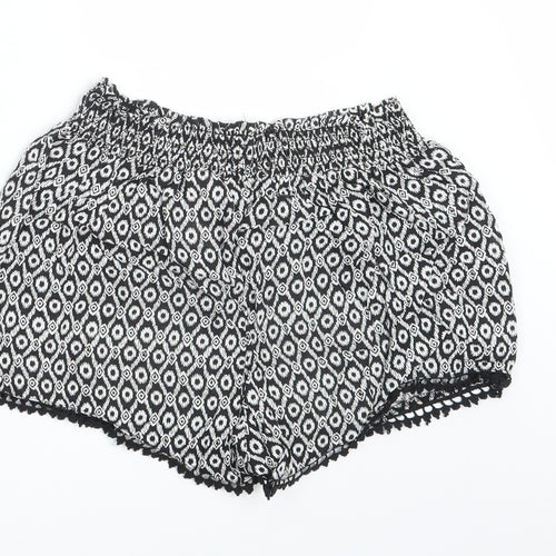 Primark Womens Black Argyle/Diamond  Hot Pants Shorts Size 8
