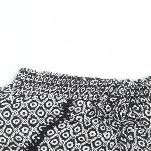 Primark Womens Black Argyle/Diamond  Hot Pants Shorts Size 8