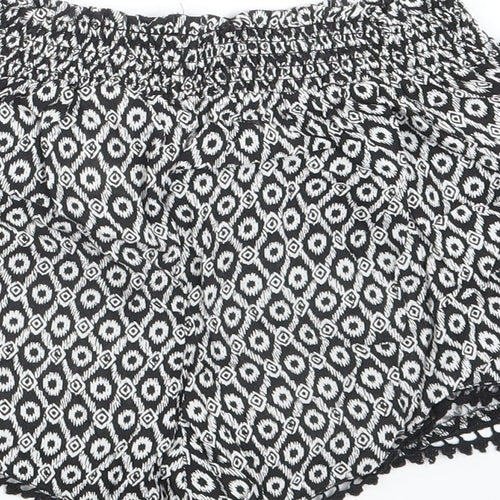 Primark Womens Black Argyle/Diamond  Hot Pants Shorts Size 8
